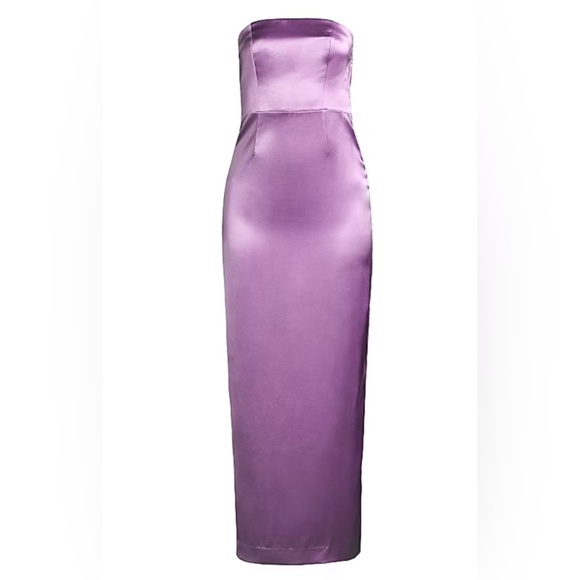 Milly Riva Hammered Lavender Strapless column Gown event dress size 10. NWT - Picture 4 of 10